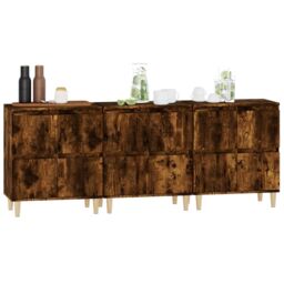 Berkfield Home Sideboards 3 pcs Smoked Oak 60x35x70 cm Engineered Wood in Brown - Size: 60 x 35 x 70 cm - thumbnail 4