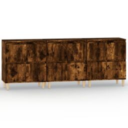 Berkfield Home Sideboards 3 pcs Smoked Oak 60x35x70 cm Engineered Wood in Brown - Size: 60 x 35 x 70 cm - thumbnail 2