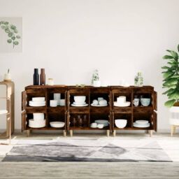 Berkfield Home Sideboards 3 pcs Smoked Oak 60x35x70 cm Engineered Wood in Brown - Size: 60 x 35 x 70 cm - thumbnail 3