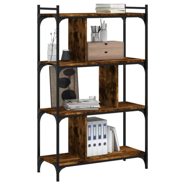 Berkfield Home Decorative Bookcase 4-Tier Smoked Oak 76x32x123 cm Engineered Wood in Brown - Size: 76 x 32 x 123 cm - image 1