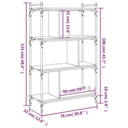 Berkfield Home Decorative Bookcase 4-Tier Smoked Oak 76x32x123 cm Engineered Wood in Brown - Size: 76 x 32 x 123 cm - thumbnail 9