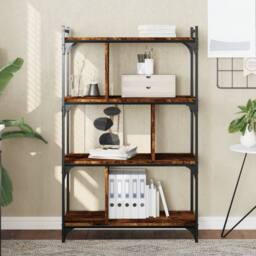 Berkfield Home Decorative Bookcase 4-Tier Smoked Oak 76x32x123 cm Engineered Wood in Brown - Size: 76 x 32 x 123 cm - thumbnail 2