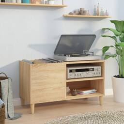 Berkfield Home Record Cabinet Sonoma Oak 84.5x38x48 cm Engineered Wood in Light Tan - thumbnail 2