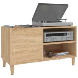 Berkfield Home Record Cabinet Sonoma Oak 84.5x38x48 cm Engineered Wood in Light Tan - thumbnail 4