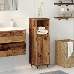 Berkfield Home Bathroom Cabinet Old Wood 30x30x100 cm Engineered Wood in Brown - Size: 30 x 30 x 100 cm - thumbnail 1