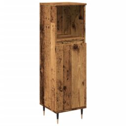 Berkfield Home Bathroom Cabinet Old Wood 30x30x100 cm Engineered Wood in Brown - Size: 30 x 30 x 100 cm - thumbnail 2