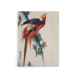 "Artery8 Pheasant & Small Pine Canvas Wall Art Print Utagawa Hiroshige in Red - Size: W18"" x H24""" - thumbnail 1