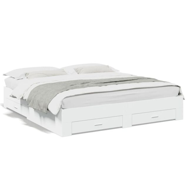 Berkfield Home Bed Frame with Drawers without Mattress White 180x200 cm Super King - image 1