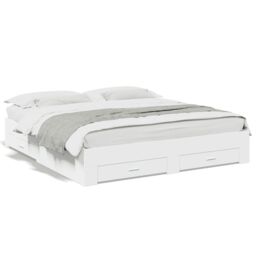 Berkfield Home Bed Frame with Drawers without Mattress White 180x200 cm Super King - thumbnail 2