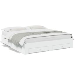 Berkfield Home Bed Frame with Drawers without Mattress White 180x200 cm Super King - thumbnail 1
