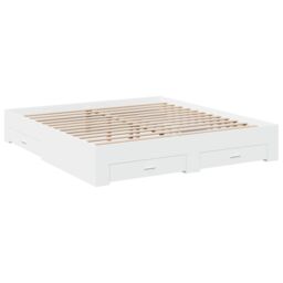 Berkfield Home Bed Frame with Drawers without Mattress White 180x200 cm Super King - thumbnail 3