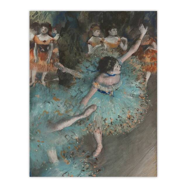 "Artery8 Swaying Ballet Dancer in Green Degas Vintage Wall Art Print Poster - Size: W18"" x H24""" - image 1