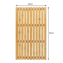 VOGREX Bamboo Wooden Non-Slip Bath Mat in Tan - thumbnail 2