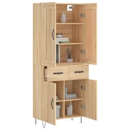 Berkfield Home Highboard Sonoma Oak 69.5x34x180 cm Engineered Wood in Brown - thumbnail 3