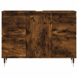 Berkfield Home Bathroom Cabinet Smoked Oak 80x33x60 cm Engineered Wood in Brown - Size: 80 x 33 x 60 cm - thumbnail 5