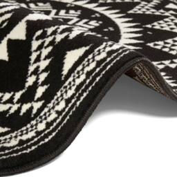 THE RUGS Round Mandala Velour Rug & Runner Soft Decorative Area Rug in Black - Size: 140 cm diameter - thumbnail 2