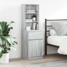 Berkfield Home Bedside Cabinet Grey Sonoma 39x35x125 cm Engineered Wood - Size: 39 x 35 x 125 cm - thumbnail 1