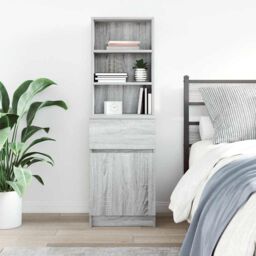 Berkfield Home Bedside Cabinet Grey Sonoma 39x35x125 cm Engineered Wood - Size: 39 x 35 x 125 cm - thumbnail 3