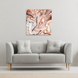 Benjamin Tate Design Pink Rippled Marble (Canvas Print) / 127 x 127 x 4cm in Natural - Size: 127 x 127 x 4 cm - thumbnail 1