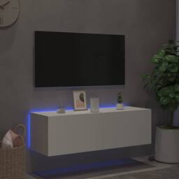 Berkfield Home TV Wall Cabinet with LED Lights White 100x35x31 cm - Size: 100 x 35 x 31 cm - thumbnail 5