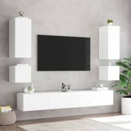 Berkfield Home TV Wall Cabinet with LED Lights White 100x35x31 cm - Size: 100 x 35 x 31 cm - thumbnail 7
