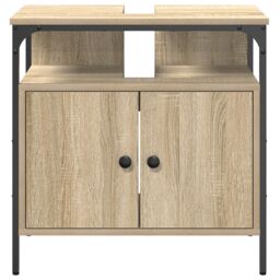 Berkfield Home Wall-Mounted Vanity Light Oak Engineered wood 60 x 30 x 60 cm in Brown - thumbnail 5