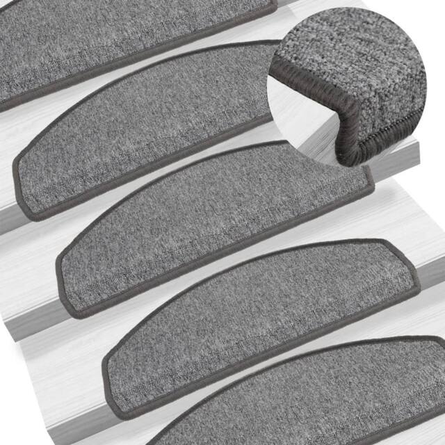 Berkfield Home Carpet Stair Treads 15 pcs Dark Grey 65x24x4 cm - Size: Medium - image 1