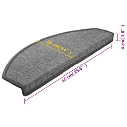 Berkfield Home Carpet Stair Treads 15 pcs Dark Grey 65x24x4 cm - Size: Medium - thumbnail 9