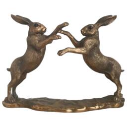 Animal Crackers Hares Boxing Figurine, Leonardo Reflections Bronzed, Gift Boxed in Bronze - thumbnail 7