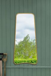 MirrorOutlet Gold Metal Trapezoid Shape Framed Garden Wall Mirror (122CM X 58CM) - Size: 1 Pack - thumbnail 1