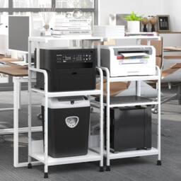 Huhote Large 4-Tier Printer Stand with Wheels & Storage for Office Home in White - thumbnail 8