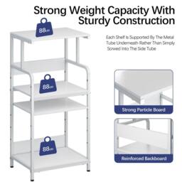 Huhote Large 4-Tier Printer Stand with Wheels & Storage for Office Home in White - thumbnail 6