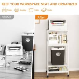 Huhote Large 4-Tier Printer Stand with Wheels & Storage for Office Home in White - thumbnail 9