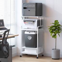 Huhote Large 4-Tier Printer Stand with Wheels & Storage for Office Home in White - thumbnail 4