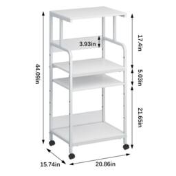 Huhote Large 4-Tier Printer Stand with Wheels & Storage for Office Home in White - thumbnail 2