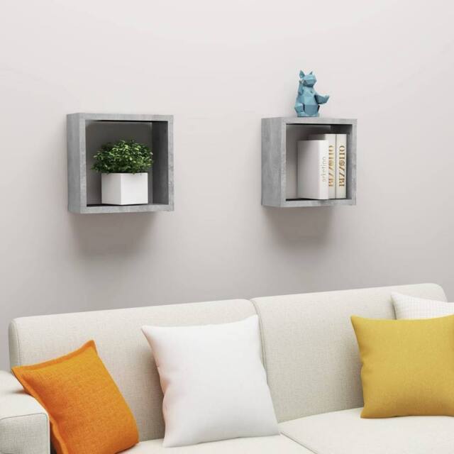 Berkfield Home Wall Cube Shelves 2 pcs Concrete Grey 30x15x30 cm - Size: 30 x 15 x 30 cm - image 1