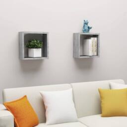 Berkfield Home Wall Cube Shelves 2 pcs Concrete Grey 30x15x30 cm - Size: 30 x 15 x 30 cm - thumbnail 1