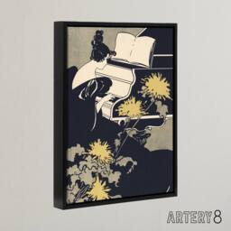 "Artery8 Miss Traumerei Piano Book Cover Framed Canvas Wall Art Print Ethel Reed in Black - Size: W12"" x H16""" - thumbnail 2