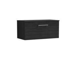 Balterley Level 800mm Wall Hung 1 Drawer Unit & Worktop Charcoal Black Woodgrain - thumbnail 1