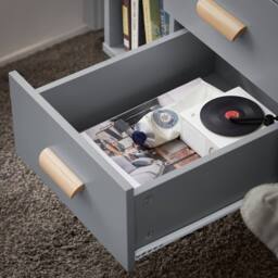SoBuy Narrow Bedside Cabinet - 3 Drawers & Open Shelf in Grey - thumbnail 8