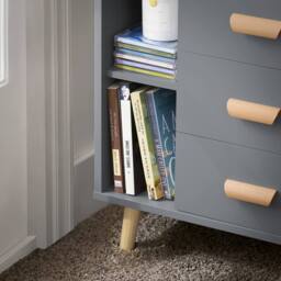 SoBuy Narrow Bedside Cabinet - 3 Drawers & Open Shelf in Grey - thumbnail 4