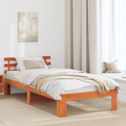 Berkfield Home Pine Wood Bed Frame Wax brown Solid Pine wood 75 x 190 cm - thumbnail 1