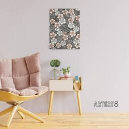 "Artery8 Flowerbed Floral Pattern Canvas Wall Art Print Shin Bijutsukai in Black - Size: W18"" x H24""" - thumbnail 3