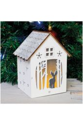 Netagon Battery Powered Wooden Light Up Festive Scene in White