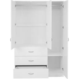 Home Discount Vida Designs Riano 3 Door 3 Drawer Mirrored Wardrobe Bedroom Furniture in White - thumbnail 7