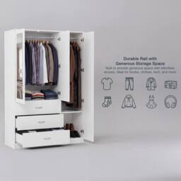 Home Discount Vida Designs Riano 3 Door 3 Drawer Mirrored Wardrobe Bedroom Furniture in White - thumbnail 3