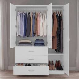 Home Discount Vida Designs Riano 3 Door 3 Drawer Mirrored Wardrobe Bedroom Furniture in White - thumbnail 6