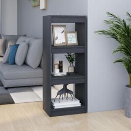 Berkfield Home Book Cabinet/Room Divider Grey 40x30x103.5 cm Solid Pinewood - thumbnail 1