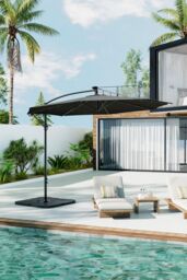 Garden Sanctuary Garden Solar LED Lighted Patio Parasol，Cross Base & Square Base in Dark Grey - thumbnail 3