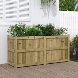 Berkfield Home Garden Planter 150x50x70 cm Impregnated Wood Pine in Brown - Size: 150 x 50 x 70 cm - thumbnail 1